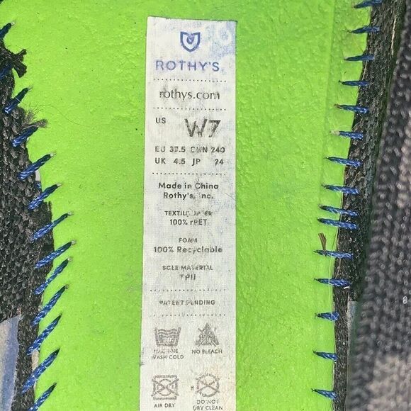 ROTHY’S Women’s Size 7 The Original Slip On Sneaker Camo Black /Grey /Blue - Picture 3 of 10